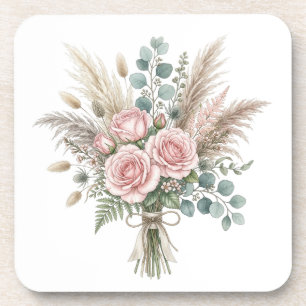 Dessous-de-verre Élégant Bouquet Floral Boho Rose Pâle coussin 