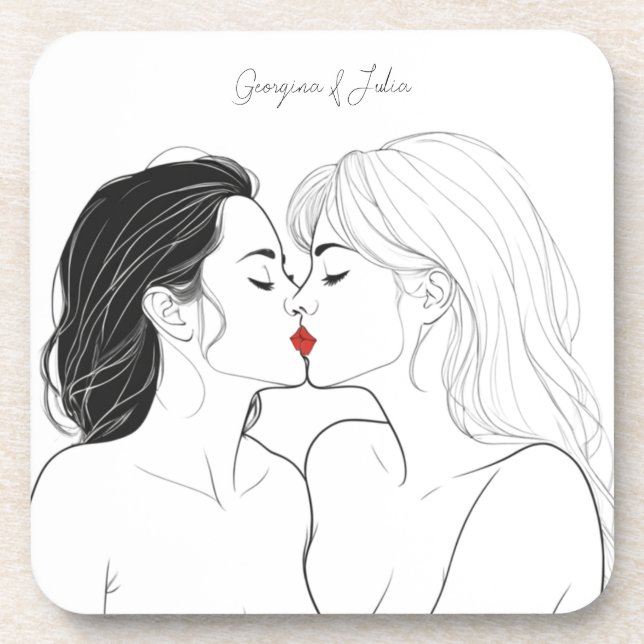 Dessous-de-verre Élégant couple lesbien personnalisé (Devant)