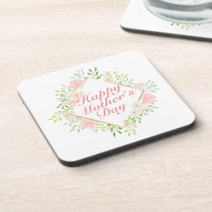 Dessous-de-verre Elegant Happy Mother's Day Floral Frame Coaster