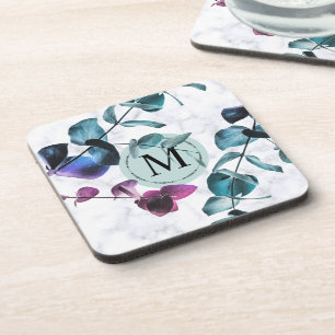 Dessous-de-verre Élégant monogramme du feuillage d'eucalyptus en ma