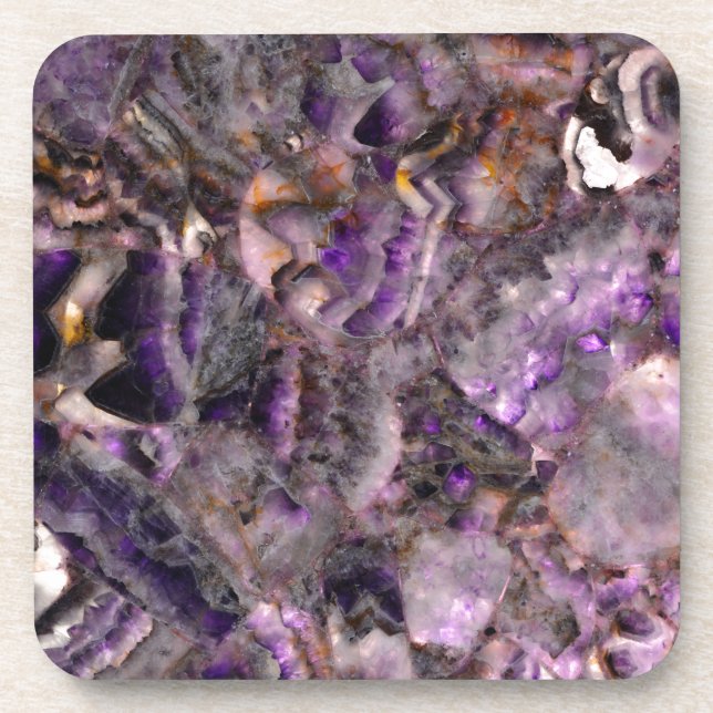 Dessous-de-verre Elégant motif en marbre de pierre de quartz violet (Devant)