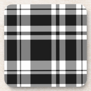 Dessous-de-verre élégant motif en plaid blanc noir