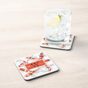 Dessous-de-verre Élégant Poisson Koi Orange Et Blanc