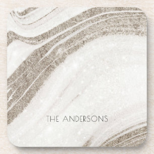 Dessous-de-verre Élégant Porte en marbre or pâle Abstrait