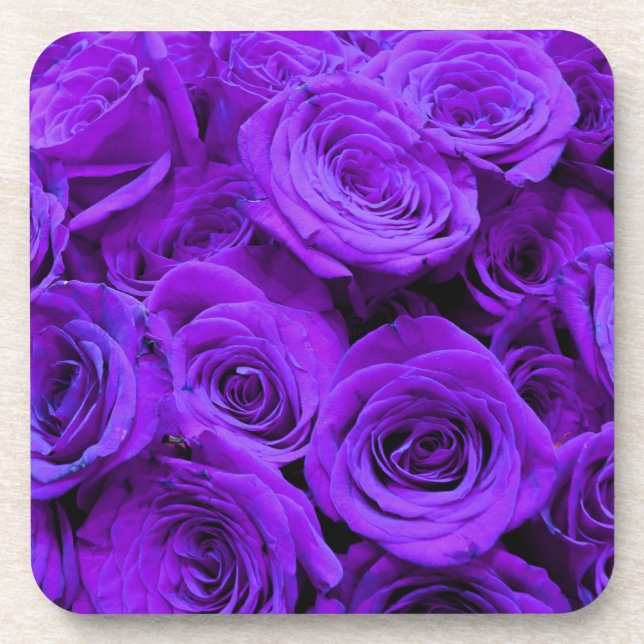 Dessous-de-verre Élégant violet violet bouquet de rose rose (Devant)