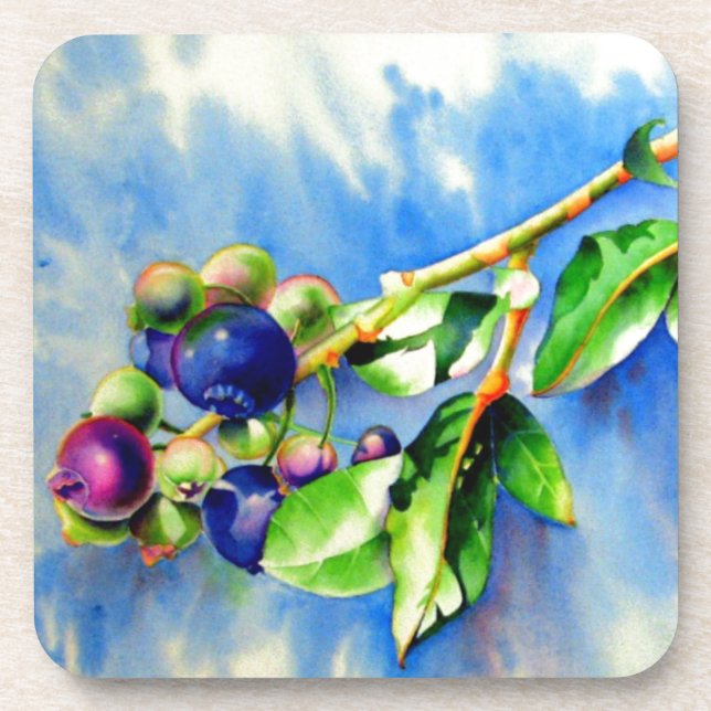 Dessous-de-verre Elégante aquarelle peinture bleuet (Devant)