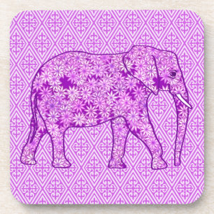 Dessous-de-verre Eléphant fleur - améthyste violet