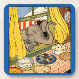 Dessous-de-verre éléphant se balançant la tête par la fenêtre