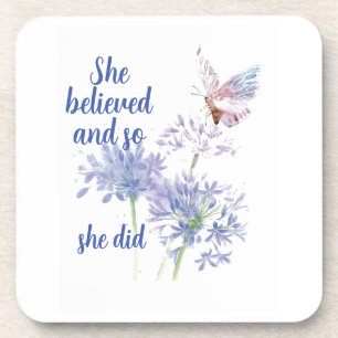 Dessous-de-verre "Elle a cru et donc Citation papillon motivante