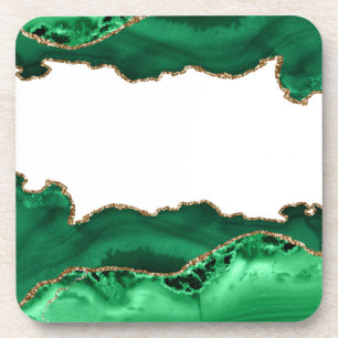 Dessous-de-verre Emerald Green Malachite Pierre or métal
