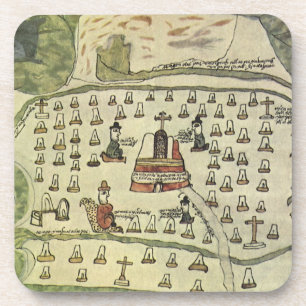 Dessous-de-verre Empire aztèque de Montezuma, carte antique du mond