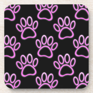 Dessous-de-verre Empreinte de patte de chien de Néon rose