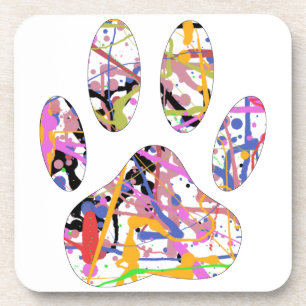 Dessous-de-verre Empreinte de patte de chien de peinture