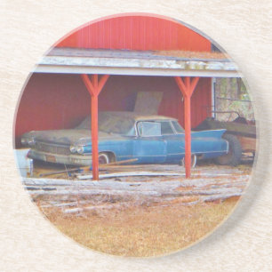 Dessous De Verre En Grès 1960 BLUE SADAND DEVILLE Antique voiture