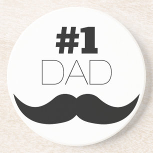 Dessous De Verre En Grès #1 Papa Mustache noire - Numéro Un