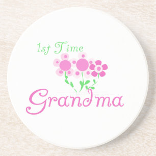 Dessous De Verre En Grès 1ère fois Grandma Fleurs roses cadeaux