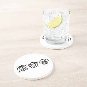 Dessous De Verre En Grès 3 Singes Sages Emoji
