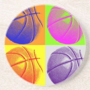 Dessous De Verre En Grès 4 couleurs Pop Art Basketball