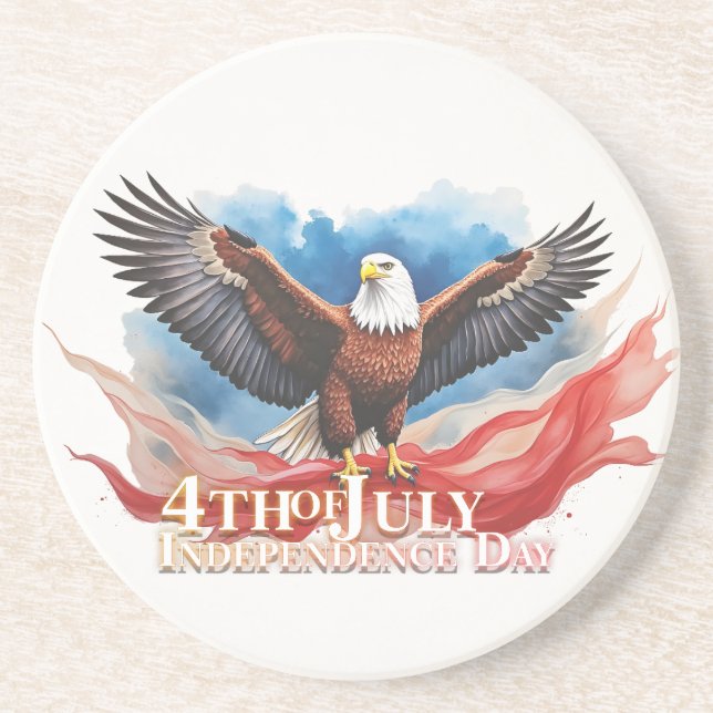 Dessous De Verre En Grès 4 juillet Aigle – Conception d'art patriotique (Devant)