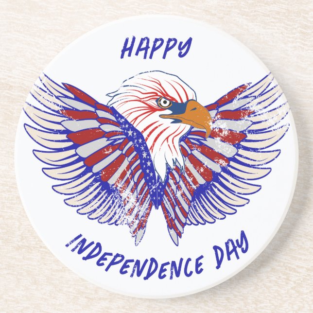 Dessous De Verre En Grès 4 juillet d'aigle patriotique (Devant)