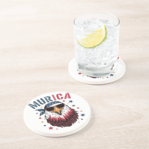 Dessous De Verre En Grès 4 juillet Patriotique Drôle Aigle USA