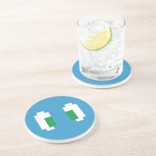 Dessous De Verre En Grès 8 Bits Pixel Manga Yeux verts
