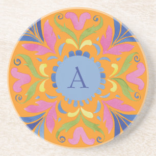 Dessous de verre en grès à monogramme floral mexic