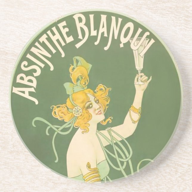 Dessous De Verre En Grès Absinthe Blanqui Nover Art (Devant)