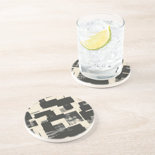 Dessous De Verre En Grès Abstrait d'attaque Studio (Côté)