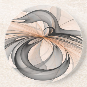 Dessous De Verre En Grès Abstrait Gris Sienne Anthracite Art Fractal Modern