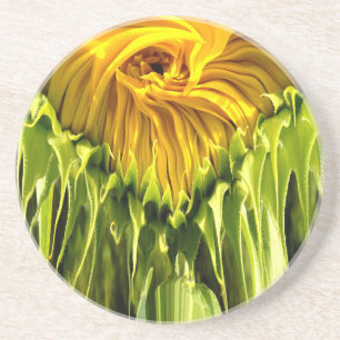 Dessous De Verre En Grès Abstrait tournesol rétro funky, géométrie effrayée