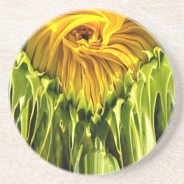 Dessous De Verre En Grès Abstrait tournesol rétro funky, géométrie effrayée (Devant)