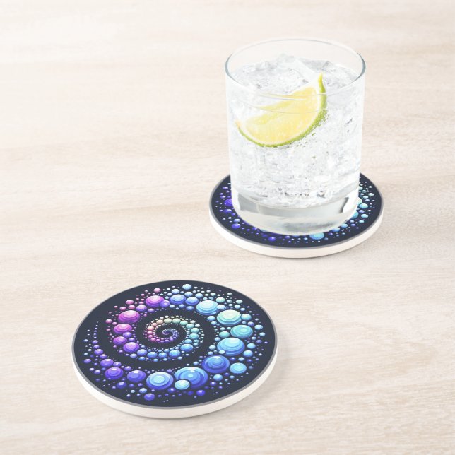 Dessous De Verre En Grès Abstraite spirale (Côté)