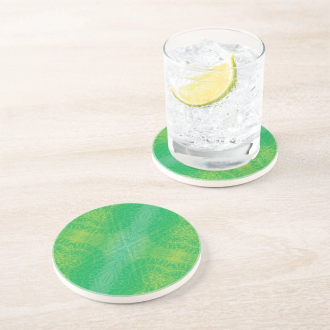 Dessous De Verre En Grès Acceptation | Médaillons de saumons jaunes bleus (Côté)