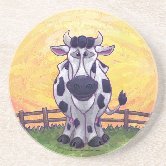 Dessous De Verre En Grès Accessoires Cuisine Cute Cow (Devant)