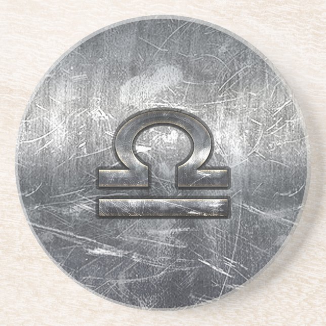 Dessous De Verre En Grès Acier industriel affligé par symbole de zodiaque (Devant)