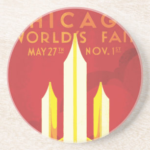 Dessous De Verre En Grès Affiche Vintage de la Foire Mondiale de Chicago