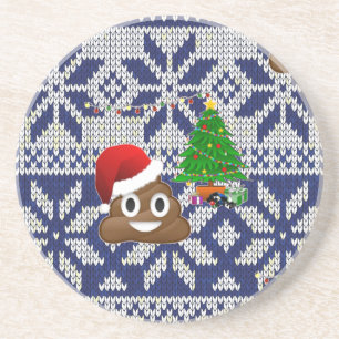 Dessous De Verre En Grès affreux pull-over de Noël émoji