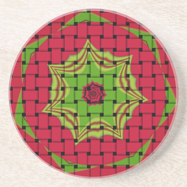 Dessous De Verre En Grès African Lovely Design rouge tissé (Devant)
