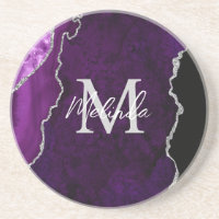 Agate de marbre violet et argenté
