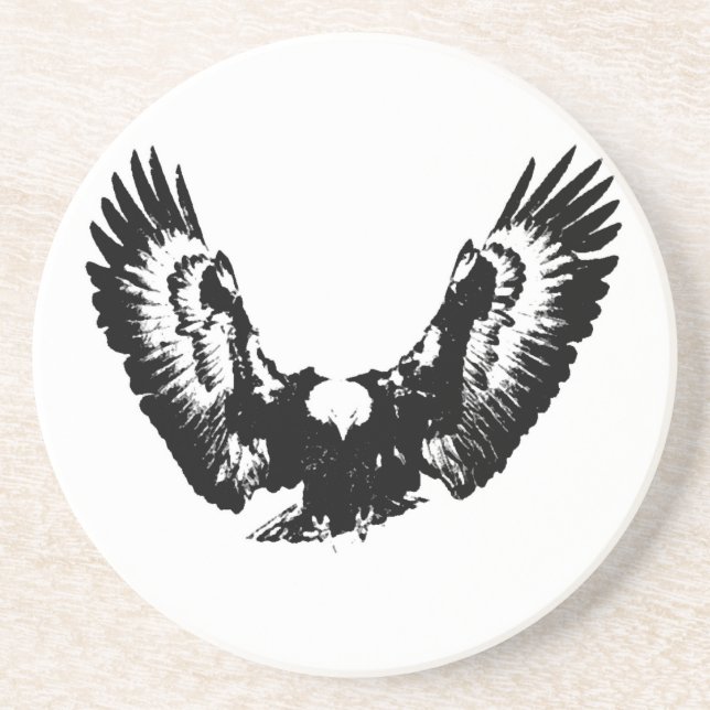 Dessous De Verre En Grès Aigle noir et blanc (Devant)