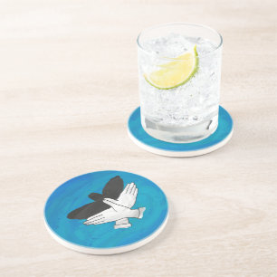 Dessous De Verre En Grès Aigle Ombre Sur Bleu