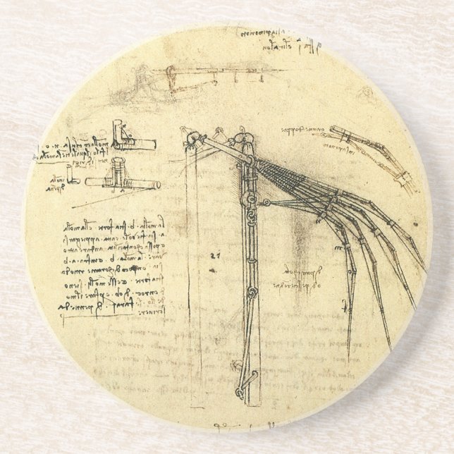 Dessous De Verre En Grès Aile sur la machine volante croquis par Leonardo d (Devant)