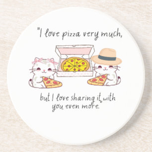 DESSOUS DE VERRE EN GRÈS AIME BEAUCOUP LA PIZZA, LES CHATS