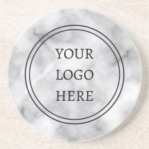 Dessous De Verre En Grès Ajouter votre logo Black and Marbre blanc Business