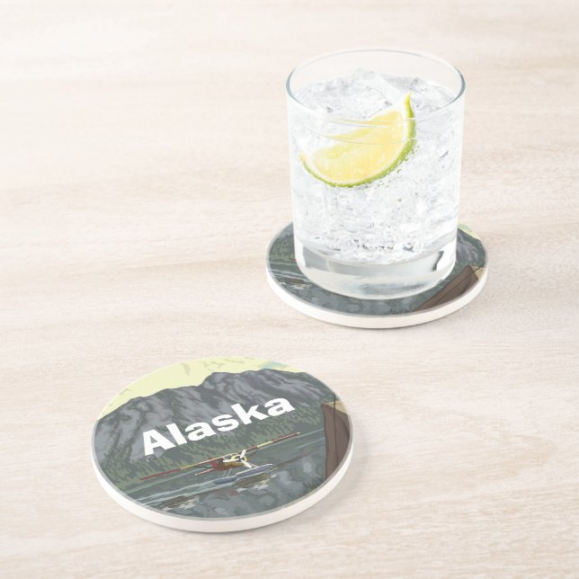 Dessous De Verre En Grès Alaska Bush Plane Souvenirs (Côté)