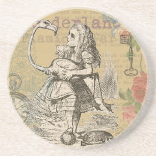 Dessous De Verre En Grès Alice au pays des merveilles Flamant rose classiqu