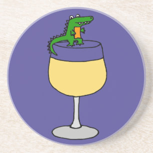 Dessous De Verre En Grès Alligator drôle sur le verre de vin
