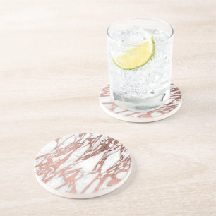 Dessous De Verre En Grès Aluminium rose de Faux d'or et motif de marbre