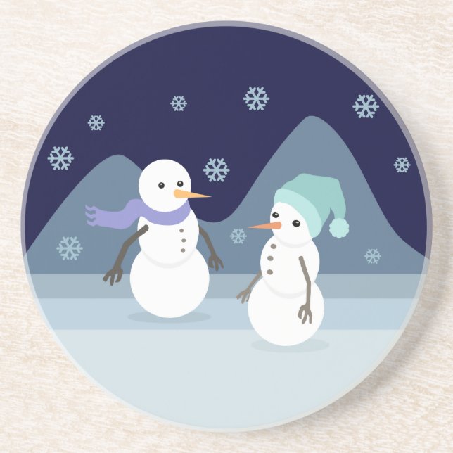 Dessous De Verre En Grès Amis de bonhomme de neige (Devant)